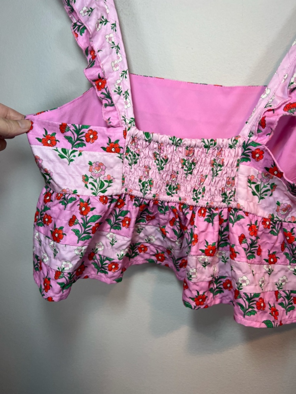 Altar'd State Floral Babydoll Tank Top Pink Red Tiered Ruffles Summer Size Large - Picture 8 of 12